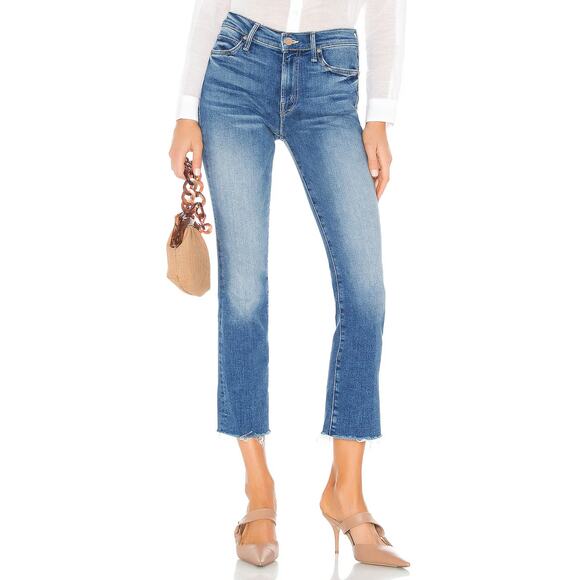 MOTHER "The Rascal Crop Fray" Jeans in "Hop On Hop Off" Wash Size 25 👖✨💙 - Picture 1 of 16